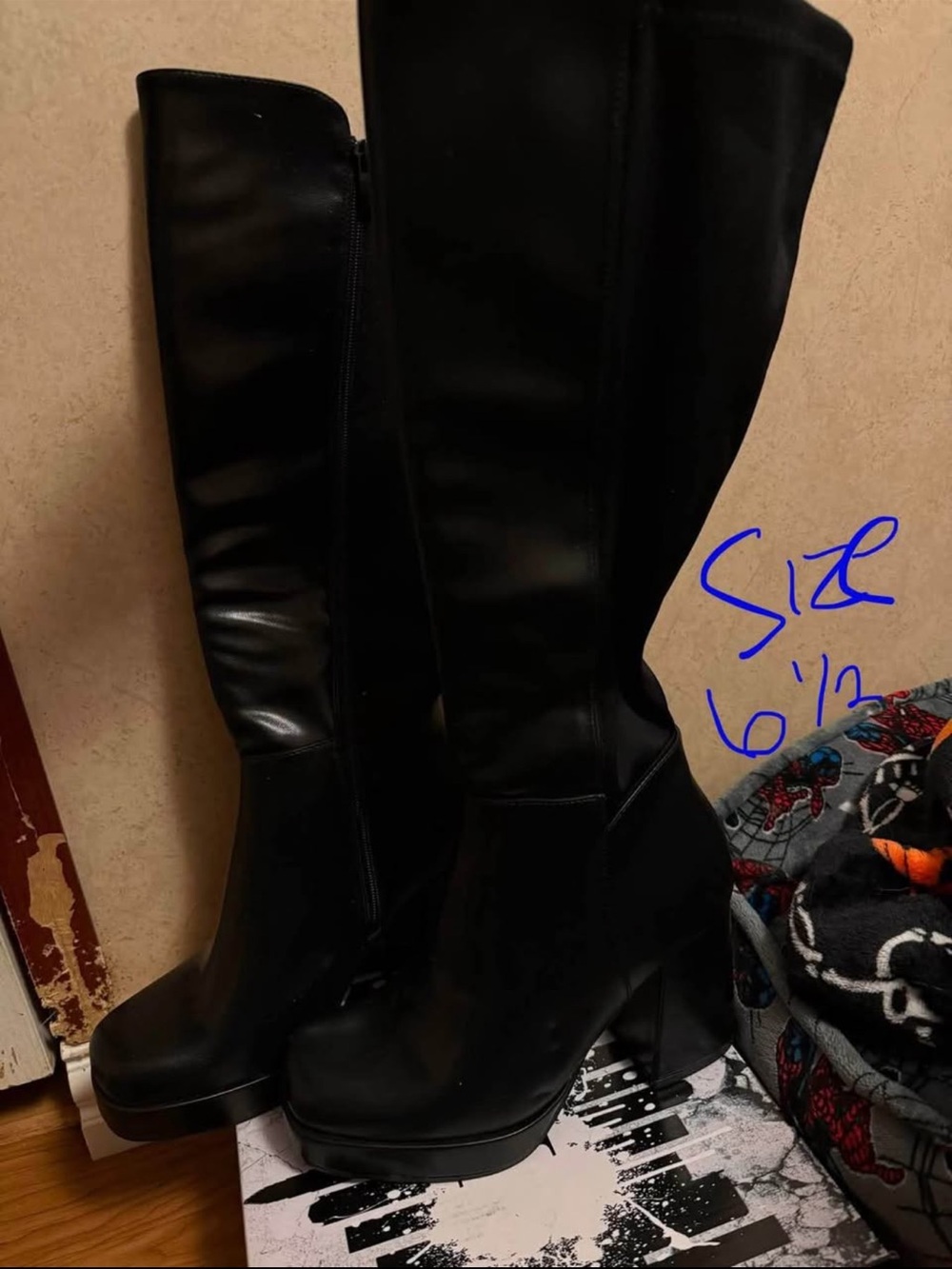 Black Knee-High Platform Boots - Women's Stylish High Heel